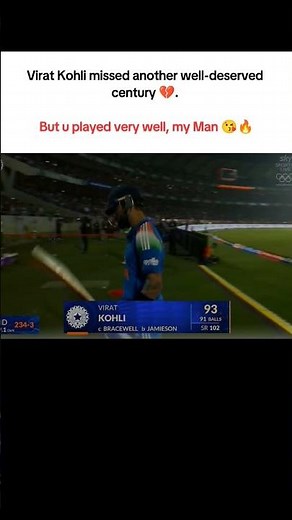 Virat Kohli dismissed on 93 💔