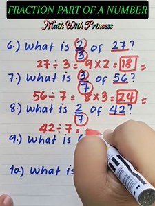 Fraction Part of a Number #math #mathwithprincess #mathviral #mathereview #mathtutor #mathematics #learningisfun #mathisfun #fractionpartofanumber | Math with Princess