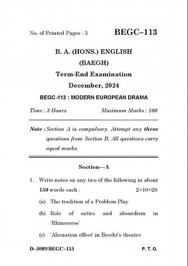BEGC - 113 December 2024 Question Paper