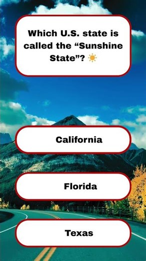 Which State is the "Sunshine State"? ☀️ (Quiz) #facts #quiz