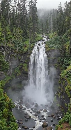 Thundering Waterfall in Ancient Temperate Rainforest | Cinematic Aerial 4K #1