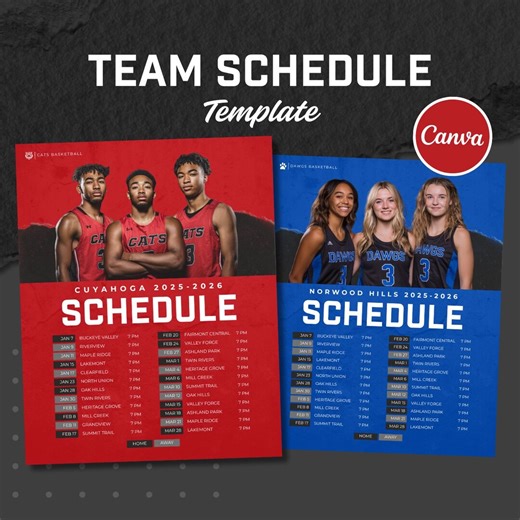 Basketball Schedule Canva Template: Editable Team Flyer, 8x10 (digital Download) - Etsy Canada