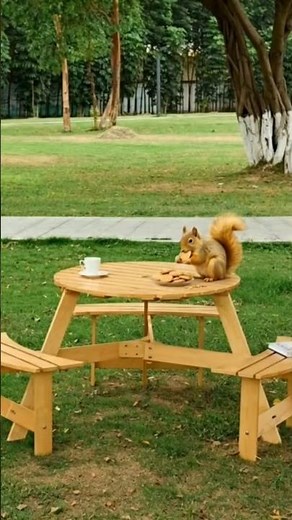 Cute Squirrel Eating Biscuit on a Park Table | Relaxing Wildlife Video #squirrel #shorts