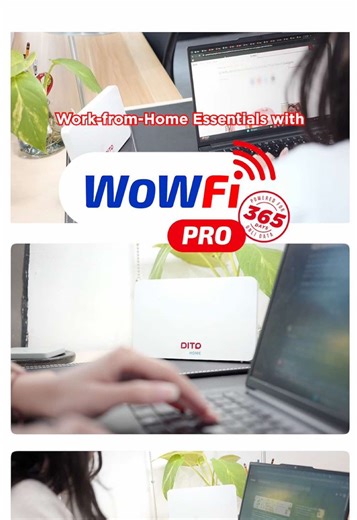 This is your sign to upgrade your work-from-home essentials ✨ ​ Get 1-year of DITO Home WoWFi Pro 365 for only ₱7,290! Click the yellow basket.​ #DITOTelecommunity #DITOHome #DITOWoWFi #WoWFiPro365​ Maximum broadband speed of 100Mbps and minimum download speed of 10Mbps at 80% reliability.​ DITO Home WoWFi Pro 365 Promo runs from January 12, 2026 to July 12, 2026. Per DTI Fair Trade Permit No. FTEB-245804, Series of 2026.