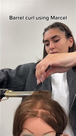Barrel curl using a Marcel iron #cosmetology #thermalcurl #cosmetologystudent