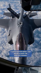 🎥: Fuel for the Fight ⛽ An F-35A Lightning II from the 48th Fighter Wing of RAF Lakenheath, UK, gets a mid-air refuel from a KC-135 Stratotanker over the English Channel. | F-35 Lightning II Joint Program Office