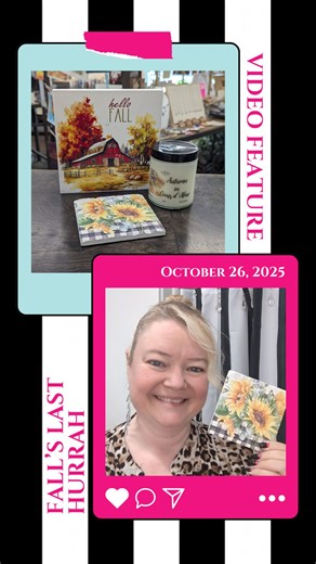 Our latest video celebrates Fall’s Last Hurrah! We’re down to the final few pieces of our cozy, autumnal collection—each one made right here in the USA. There are charming Hello Fall signs, knit pumpkins, one last indoor-outdoor pillow, and a few heavenly Autumn in Coeur d’Alene Almond Biscotti candles. And don’t miss the last original crow watercolor by local artist Deborah York—it’s the perfect way to keep a little bit of fall’s warmth lingering in your home. (Fun fact: candles made from soy w