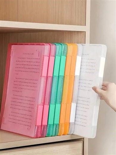 2pcs A4 Plastic PP File Boxes, Suitable For Students, Multi-Layer Portable Double-Layer Data File Box, Can Be Used To Classify And Store Bills, Work Files, Exam Papers, Contracts, Waterproof Storage Box, Back To School Supplies, Comes With Instructions, Can Be Used To Store ID Cards, Storage Box, School Supplies | SHEIN