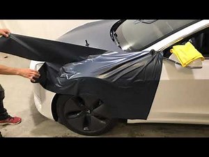Full Color Change Wrap: Tesla 3 in Satin Thundercloud (3M)