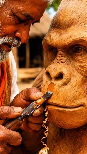 He Carved a Giant Gorilla Riding a Motorcycle From Wood 🦍🏍️