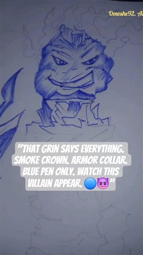 Drawing a Dark Villain With That Dangerous Grin 😈🔵 | Blue Pen Art Process #shorts