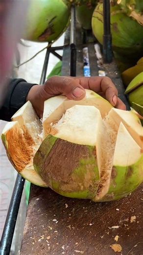So satisfying! Fresh coconut cutting skill! #shorts #fresh #streetfood #fruit #coconut #viral