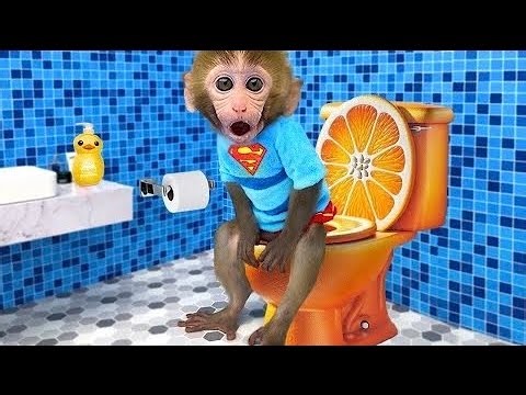 Funny Monkey Baby Toilet Time with Duck Friends | Nursery Rhymes & Kids Songs |Bobby Kids Songs
