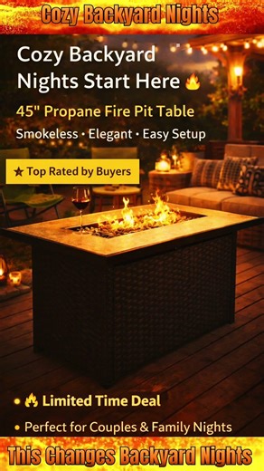 Best 45" Propane Fire Pit Table 🔥 Cozy Backyard Upgrade You’ll Love