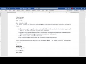 How to write a cover letter for Research Paper | How to write a Perfect Cover Letter in MS Word
