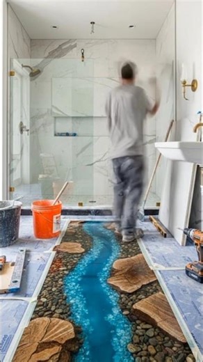 Spa Bathroom Transformation | Epoxy River Floor & Marble Luxury Reveal 💎