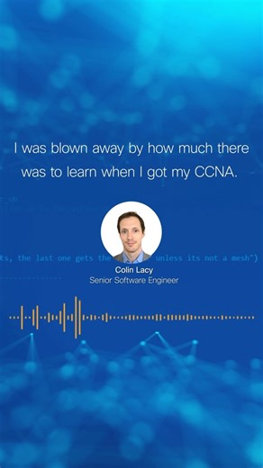 For Sr. Software Engineer Colin Lacy, putting the “Net” in #NetDevOps meant getting his #CCNA. 🎧 Listen to Part 2 to hear what he thinks of the CCNA, branching out in tech, and more on the Cisco Learning Network Podcast. Available on your preferred streaming service, including Apple Podcasts and Spotify. #CiscoCert #Cisco #NetDevOps #CCNP #CCIE #CiscoLearningNetwork #Podcast #DevNet #SoftwareDevelopers #DevOps #CloudOps #NetworkAutomation #TechCareers #NetworkInfrastructure | Learn with Cisco