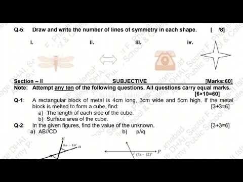MATH CLASS 6TH FINAL TERM EXAM APS GARRISON SCHOOL