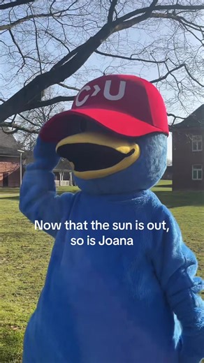 Maybe she just brings the sunshine with her! 🦆 #fyp #internationalstudent #studentlife #mascot