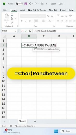 How to Generate Random Alphabets in Excel | CHAR + RANDBETWEEN Formula #excel #viral #shorts