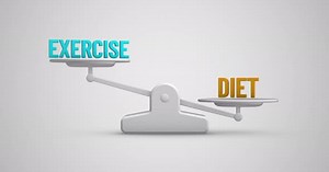 Animated 3D Scale Balancing Exercise and Diet Concepts
