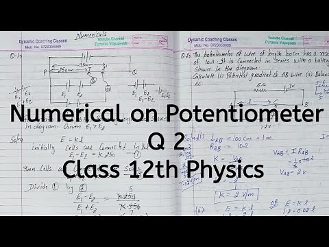 Q 2, Numerical On Potentiometer, Chapter 3, Current Electricity, Class 12 Physics