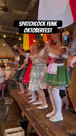 Oktoberfest rules: when the music hits, the tables become the dance floor. 🍺