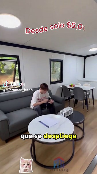 Jefe, puede adquirir esta novedosa casa contenedor desde $5,000. #minicasa #tinyhouse #casamodular #tinyhome #containerhouse