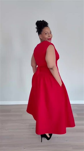 Here’s designer @brittanyjjones in Simplicity pattern #S3096 She made size 20W made in a Red Sateen using view C The pattern is a fit and flare dress with V-neck, gathers at skirt, side pockets, narrow hem and invisible back zipper closure. Views A and B have dropped shoulders, bubble sleeves and self-ties inserted into back darts. View D dress is sleeveless armholes finished with bias tape. Head to her account for more information on how she made this dress! www.sewdirect.com/product/simplicity
