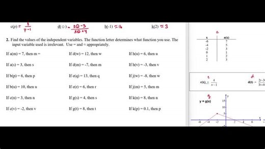 Math 111 Function Notation (input and output) #2 part 1