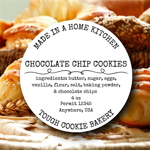 Custom Minimalist Bakery Ingredient Labels | Personalized Cottage Food Black and White Round Stickers for Home Bakers and Farmers Markets - Etsy