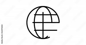 globe animated outline icon with alpha channel. globe 4k video animation for web, mobile and ui design