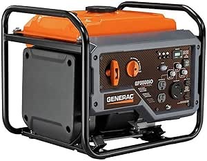 Generac 7128 GP3500iO 3,500-Watt Gas Powered Open Frame Portable Inverter Generator - Quieter & Lighter Design with Increased Starting Capacity - Produces Clean, Stable Power - CARB Compliant