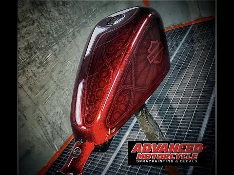 Advanced Motorcycle Spraypainting Custom HD Tank Paint job