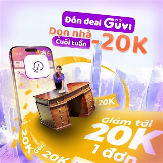 Guvi Ưu Đãi #13 - Cuối Tuần Giảm Ngay 20K |GUVI - Ứng Dụng Giúp Việc Theo Giờ
