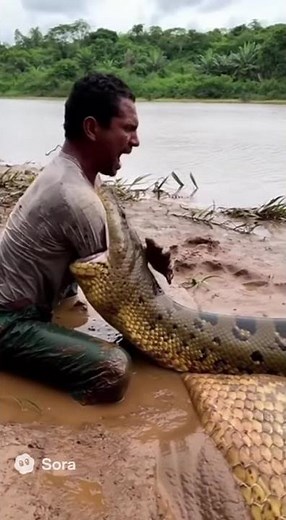 Meu deus!!! sucuri engoliu braço de homen #cobra #serpent #amazonia