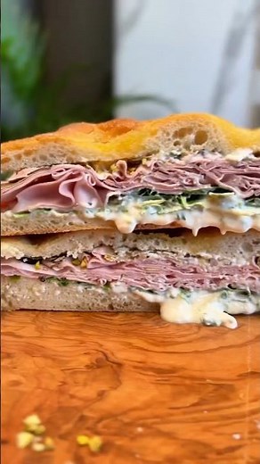 Tuscan schiacciata with mortadella, parmesan cream, truffle, and arugula 🤤 #recipes #schiacciata