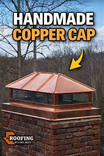 Handmade copper chimney cap crafted by our team 🔥 Built to last, improve ventilation & protect your chimney 📍 New Jersey 🆓 Free inspection available 📲 Message us today #CopperChimneyCap #CopperRoof #ChimneyCap #CustomCopper #RoofingNJ