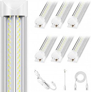 6 Pack 100w 8ft Led Shop Light, Super Bright 15000lm 5000k V Shape 8' Led Shop Lights, Linkable 8 Foot Led Shop Lights for Garage Warehouse, Supermarket, Basement, Barn, Storage Area