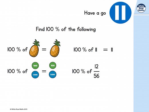 Year 6 - Week 6 - Lesson 4 - Percentages of amounts