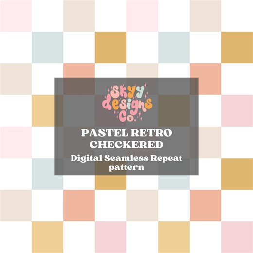 Pastel Retro Checkered Seamless Pattern for Spring and Summer, Muted Check Paper Digital Download