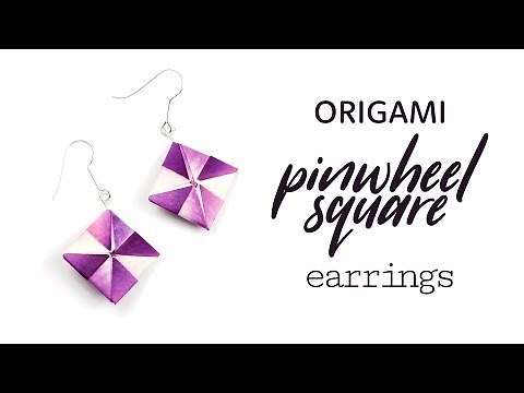 Easy Origami Earrings Tutorial - Pinwheel Squares - Paper Kawaii