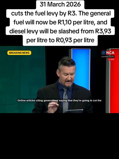 South Africa Fuel Levy Cut: R3 Reduction Effective March 31st