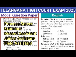 TS High Court Recruitment Exam 2023|General English Model Question Paper|ts court jobs 2023