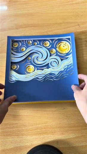 3D Starry Night Shadow Box SVG Paper Cut Template