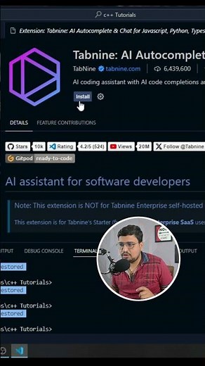 Day 2/100 : Tabnine Extension - AI Auto Complete For VS Code #100daysofcodechallenge #100daysofcode
