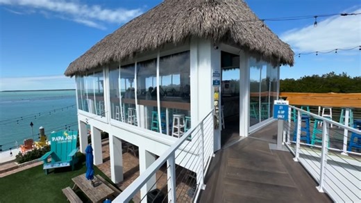 It’s cold outside but our Tiki Bar isn’t! Come join us in the warmest Tiki Bar with the best views in Islamorada. Don’t sacrifice your view when you can relax in warmth inside our enclosed and warmed Tiki hut. See you soon! | Papa Joe’s Waterfront