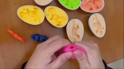 Playdough Dinosaur Eggs Sets, Easter Basket Stuffers for Toddler, Playdough Sets for Kids Ages 4-8, Easter Dino playdoh Dinosaur Play Dough Eggs Molds Toys Gifts