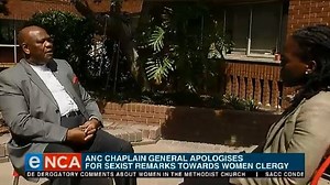 #NewsNight: The #ANC Chaplain General, Reverend Vukile Mehana has apologised for derogatory remarks he made about women clergy. Courtesy #DStv403 | eNCAnews