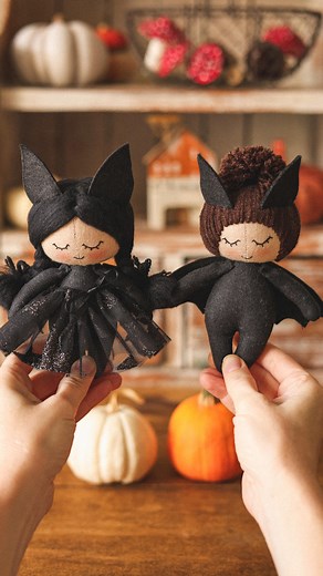 Handmade dolls • Doll sewing patterns & tutorials | Make these cute Bat dolls with me, guys! New easy sewing Halloween pattern is up in my shop! Buy one pattern and make two different dolls!... | Instagram